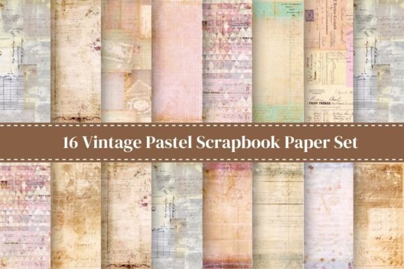 Download Vintage Pastel Scrapbook Paper Set - Scrapbook paper Collection