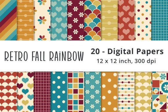 Download Retro Fall Rainbow Color Scrapbook Paper - Scrapbook paper Collection